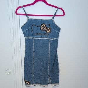 ⚡3/40$⚡ Hello Kitty  Denim Dress with Leopard Accents